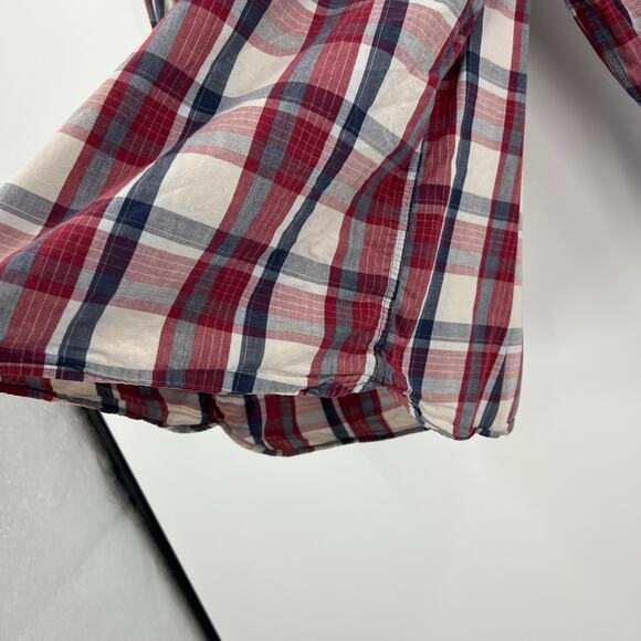 Vintage Levi's Red Blue White Plaid Striped Casual Pearl Snap Western Men's XXL - Picture 6 of 12